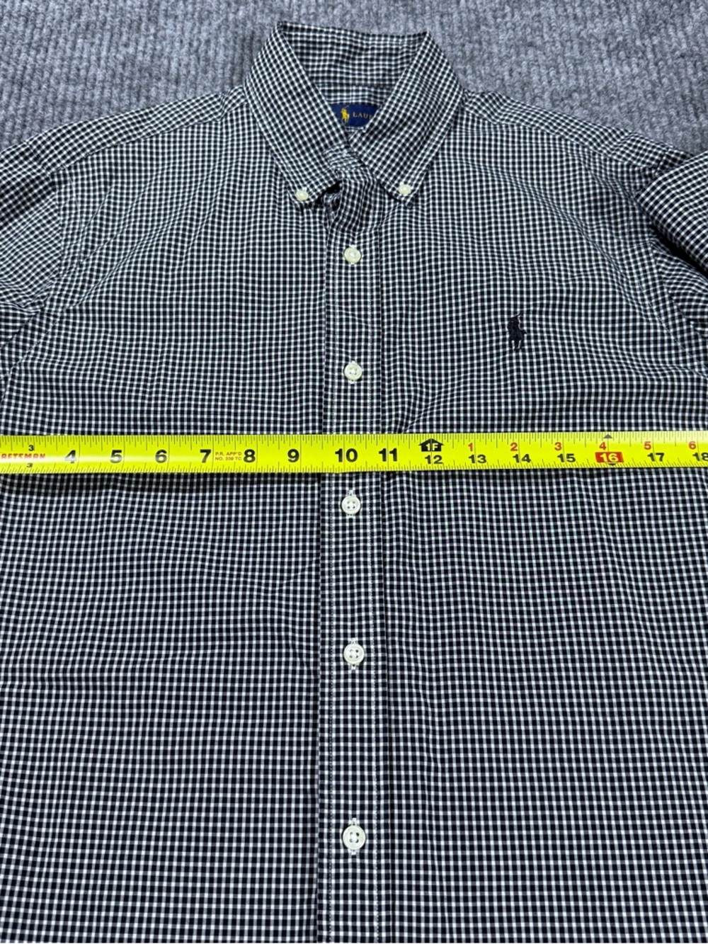 Polo Ralph Lauren Shirt Black White Gingham Long Sleeve Button Down Mens Size M - Picture 8 of 9